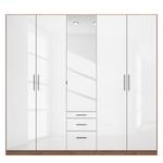 Drehtürenschrank KiYDOO IV Hochglanz Weiß / Eiche Stirling Dekor - 226 x 210 cm