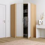 Armoire d’angle KiYDOO I Blanc / Imitation chêne de Riviera - Hauteur : 197 cm