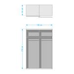 Armoire à portes coulissantes KiYDOO I Blanc / Imitation chêne de Stirling - 136 x 210 cm
