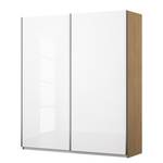 Armoire à portes coulissantes KiYDOO I Blanc brillant / Imitation chêne de Riviera - 181 x 197 cm