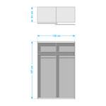 Armoire à portes coulissantes KiYDOO III Imitation chêne de Stirling - 136 x 197 cm - Chrome
