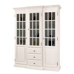 Armoire vitrine La Carlotta I Pin massif - Crème - Sans éclairage