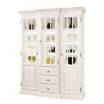 Armoire vitrine La Carlotta I Pin massif - Crème - Avec éclairage