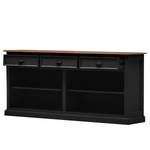 Sideboard Sollerön II Pinie massiv - Schwarz / Pinie Honig