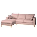 Hoekbank Greeneville structuurstof Mauve - Longchair vooraanzicht links