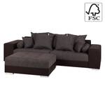 Bigsofa Aaron Kunstleder/Strukturstoff Braun - Mit Hocker