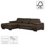 Ecksofa Infinity (mit Schlaffunktion) Antiklederlook - Espresso - Longchair davorstehend links