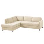 Ecksofa Tanete Webstoff Webstoff - Creme - Ottomane davorstehend links - Ohne Schlaffunktion