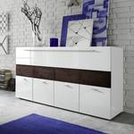 Sideboard Line LC Hochglanz Weiß / Eiche Wenge Dekor