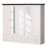 Armoire à vêtements Lyngby I Pin massif - Blanc / Gris minéral - Blanc / Wengé