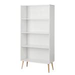 Bibliothèque Janos III Chêne partiellement massif - Blanc / Chêne - Largeur : 81 cm