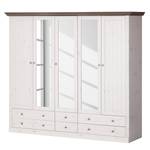 Armoire à vêtements Lyngby I Pin massif - Blanc / Gris minéral - Blanc / Gris minéral