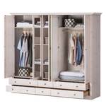 Armoire à vêtements Lyngby I Pin massif - Blanc / Gris minéral - Epicéa blanc teinté et verni