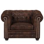 Fauteuil Torquay donkerbruine antiek leren look - Donkerbruin