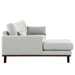 Ecksofa BILLUND mit Longchair Baumwollstoff Vele: Grau - Longchair davorstehend links - Buche Dunkel