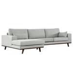 Ecksofa BILLUND mit Longchair Baumwollstoff Vele: Grau - Longchair davorstehend links - Buche Dunkel