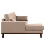 Ecksofa BILLUND mit Longchair Baumwollstoff Vele: Taupe - Longchair davorstehend links - Buche Dunkel