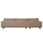 Ecksofa BILLUND mit Longchair Baumwollstoff Vele: Taupe - Longchair davorstehend links - Buche Dunkel