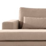 Ecksofa BILLUND mit Longchair Baumwollstoff Vele: Taupe - Longchair davorstehend links - Buche Dunkel