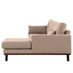 Ecksofa BILLUND mit Longchair Baumwollstoff Vele: Taupe - Longchair davorstehend rechts - Buche Dunkel