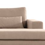 Ecksofa BILLUND mit Longchair Baumwollstoff Vele: Taupe - Longchair davorstehend rechts - Buche Dunkel