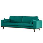 3-Sitzer Sofa BILLUND Baumwollstoff Vele: Petrol - Buche Dunkel