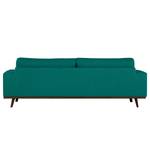 3-Sitzer Sofa BILLUND Baumwollstoff Vele: Petrol - Buche Dunkel