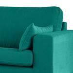 3-Sitzer Sofa BILLUND Baumwollstoff Vele: Petrol - Buche Dunkel