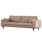 3-Sitzer Sofa BILLUND Baumwollstoff Vele: Taupe - Buche Dunkel