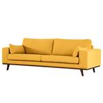 3-Sitzer Sofa BILLUND Baumwollstoff Vele: Senfgelb - Buche Dunkel