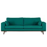 2-Sitzer Sofa BILLUND Baumwollstoff Vele: Petrol - Buche Dunkel