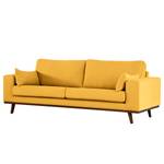 2-Sitzer Sofa BILLUND Baumwollstoff Vele: Senfgelb - Buche Dunkel