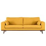 2-Sitzer Sofa BILLUND Baumwollstoff Vele: Senfgelb - Buche Dunkel