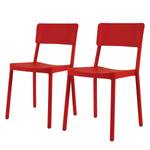 Chaises Lisboa (lot de 2) Fibre de verre - Rouge - Rouge - Sans accoudoirs