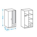 Drehtürenschrank Soala (mit Spiegel) Perlglanz Black/Alpinweiß - Breite: 90 cm - 2 Türen - 2