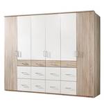 Draaideurkast Alma grof gezaagde eikenhouten look/alpinewit - kastbreedte: 270cm - 6-deurs - Breedte: 270 cm