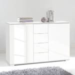 Commode combinée Lingga I Blanc / Verre blanc - Blanc / Verre blanc