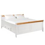 Massief houten bed Cenan Wit/loogkleurig Gebeitst beukenhouten walnoot & gelakt grenenhout - 200 x 200cm