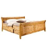 Massief houten bed Cenan Loogkleurig Gebeitst beukenhouten walnoot & gelakt grenenhout - 200 x 200cm