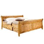 Massief houten bed Cenan Loogkleurig Gebeitst beukenhouten walnoot & gelakt grenenhout - 180 x 200cm