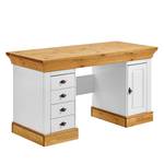 Bureau Bergen 143 cm massief grenenhout - Wit grenenhout/loogkleurig grenenhout