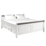 Letto matrimoniale legno massello Cenan Pino bianco decapato & laccato / Grigio - 200 x 200cm