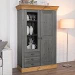 Armoire vitrine Bergen Pin massif - Gris / Couleur bois lessivé - Epicéa gris / Epicéa lessivé