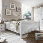 Massivholz-Doppelbett Cenan Kiefer massiv - Weiß gebeizt & lackiert - Liegefläche: 180 x 200 cm