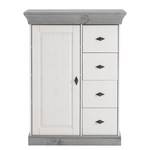 Commode Bergen II Pin massif - Blanc / Gris