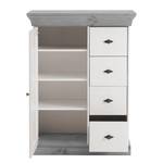 Commode Bergen II Pin massif - Blanc / Gris