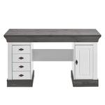 Bureau Bergen 143 cm massief grenenhout - wit grenenhout / grijs grenenhout - Wit grenenhout/grijs grenenhout