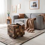 Pouf Vimioso Cuir - Marron / Gris