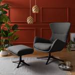 Fauteuil HEPBURN met kruisvoet geweven stof - Geweven stof Milan: Antraciet - Zwart