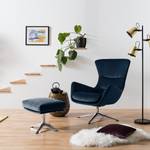 Fauteuil HEPBURN met kruisvoet fluweel - Velours Shyla: Donkerblauw - Chroomkleurig glanzend